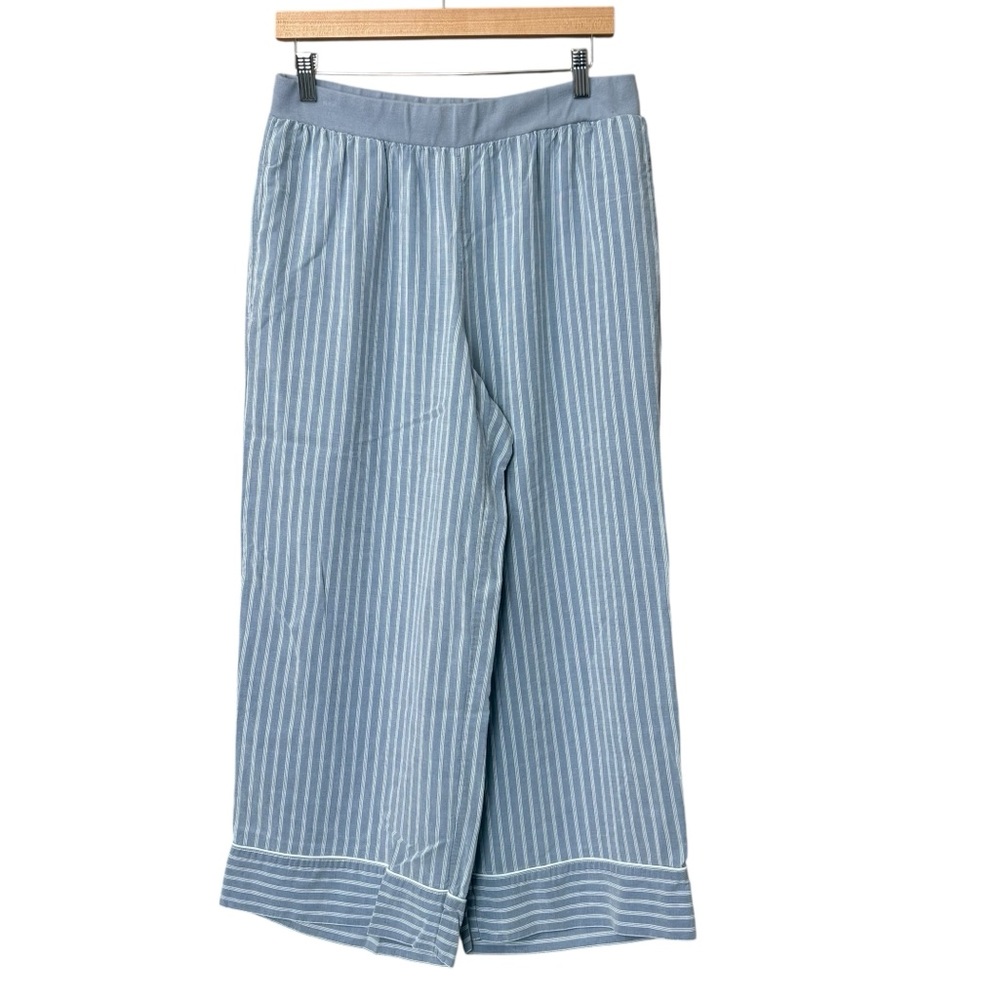 ATM Blue White Striped Pull on Wide Leg Pants Size Large